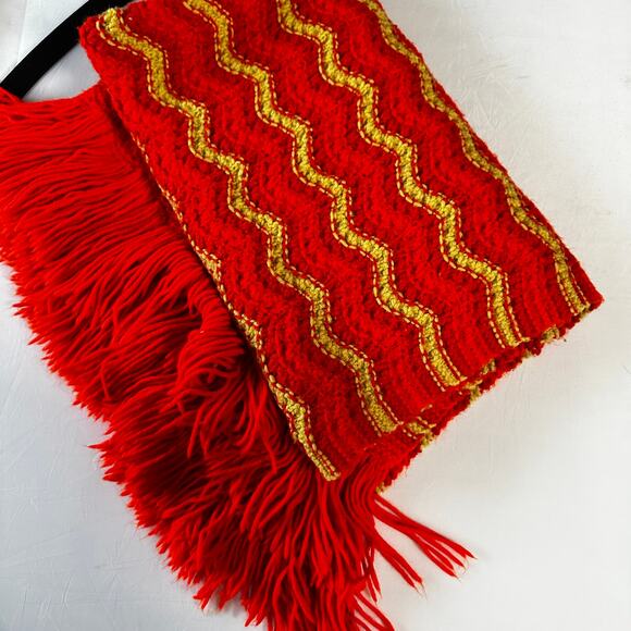 Vintage Handmade Orange & Yellow Striped Popcorn Crochet Throw Blanket - Picture 3 of 10